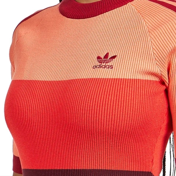 Adidas X KSENIASCHNAIDER Tricolor Knit Dress Coral Fusion/Bright Red/Shadow NWT - Picture 16 of 16